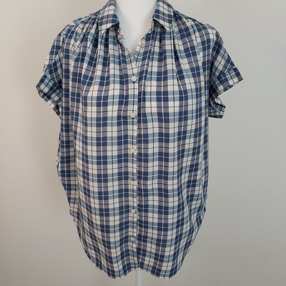Madewell  Oversized Plaid Button Down Short Sleeve Shirt